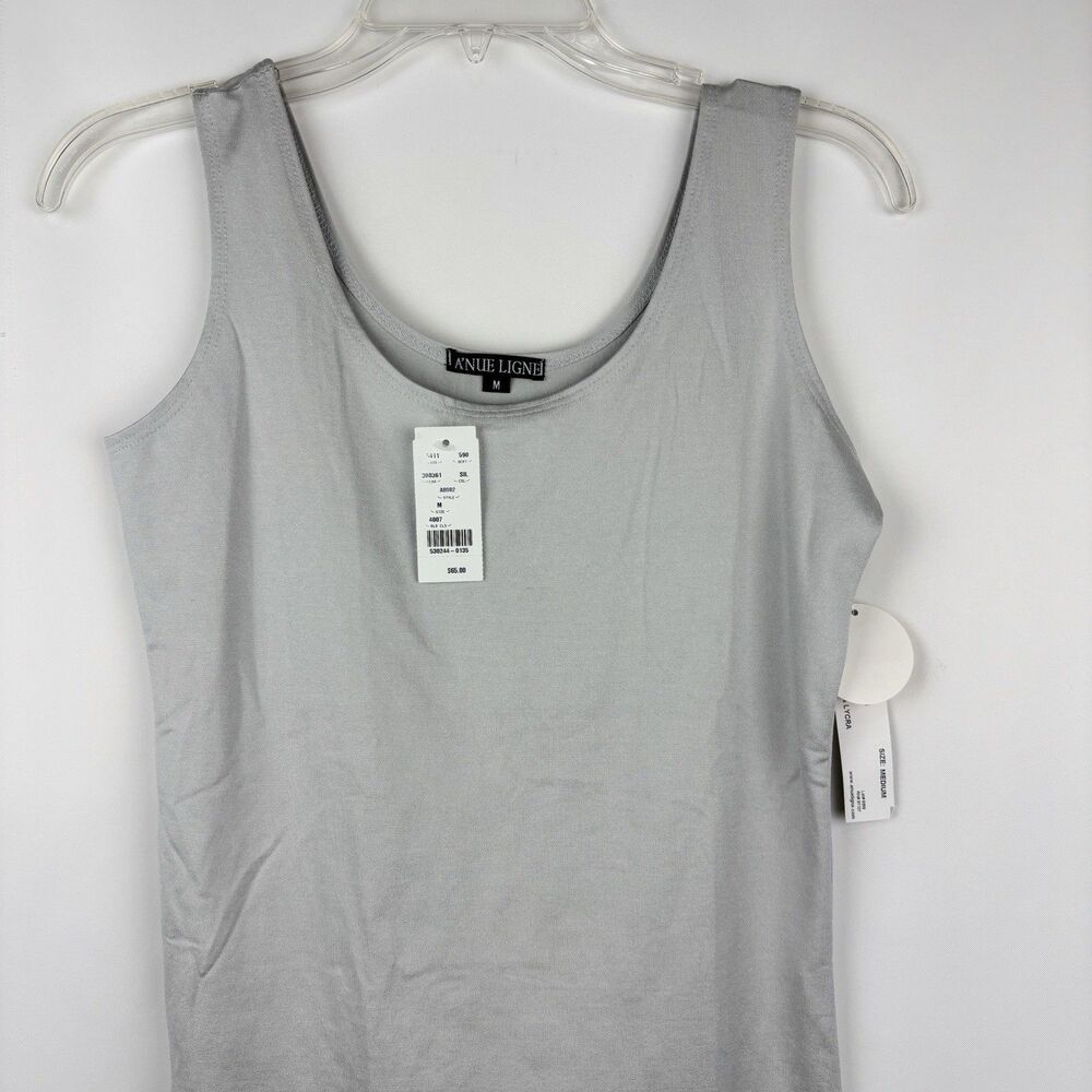 A'nue Ligne Tank Top Women Size M Blouse Platinum Color, Scoop Neck, Sleeveless - Picture 6 of 6
